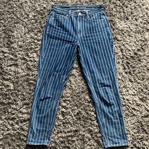 Pinstriped American Eagle Mom Jeans